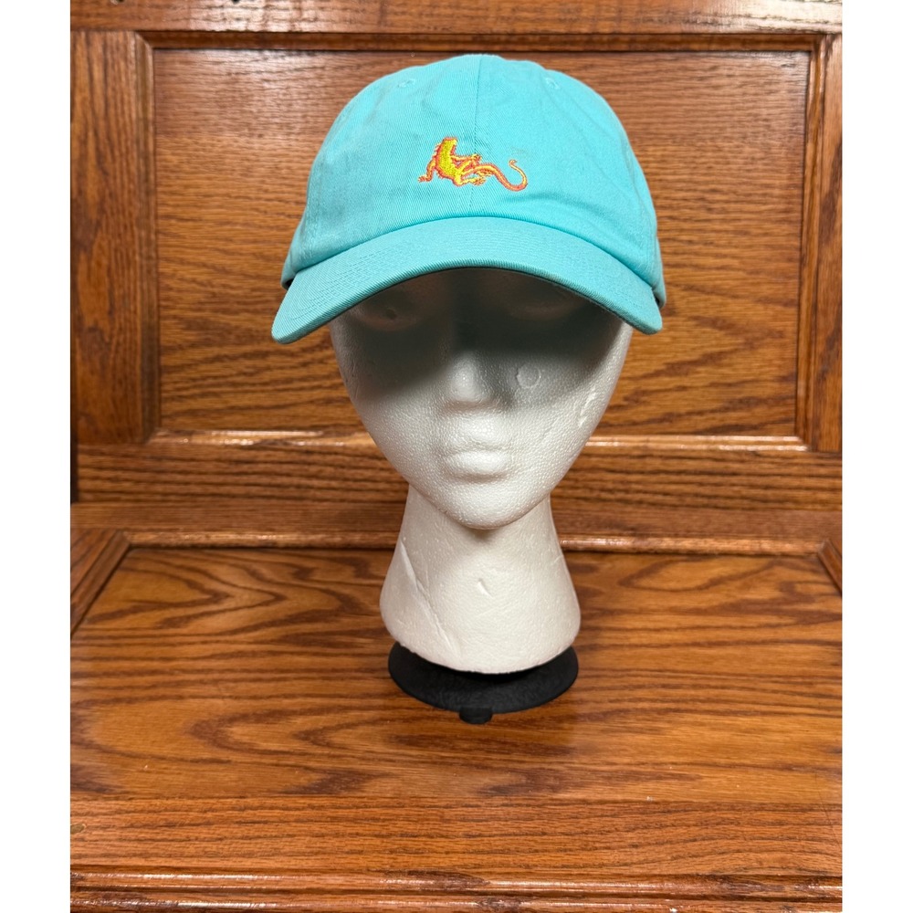 Vans Yuba Curved Bill Hat Teal Blue Lizard Embroidered Strapback Cap VN0A3HCUM2T